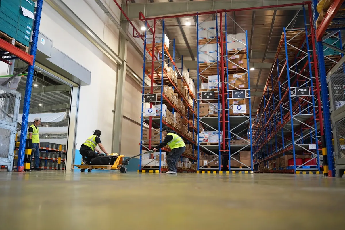 Manufacturing warehouse with organized inventory