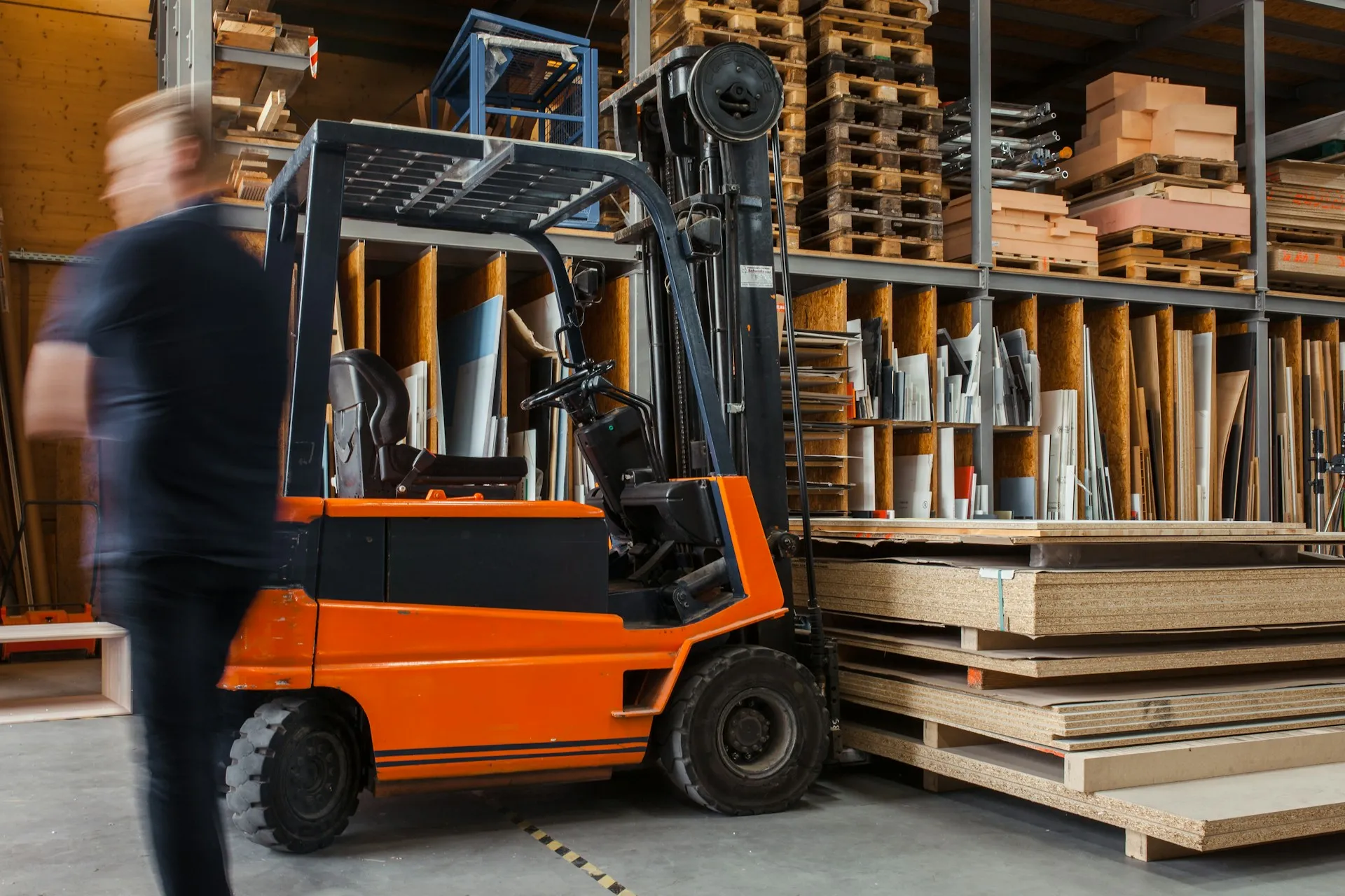 Forklift in the warehouse