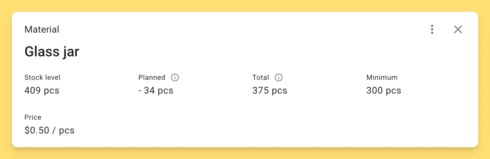 Planned stock change