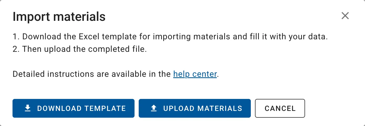 Material and Product Import