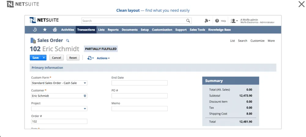 Netsuite interface