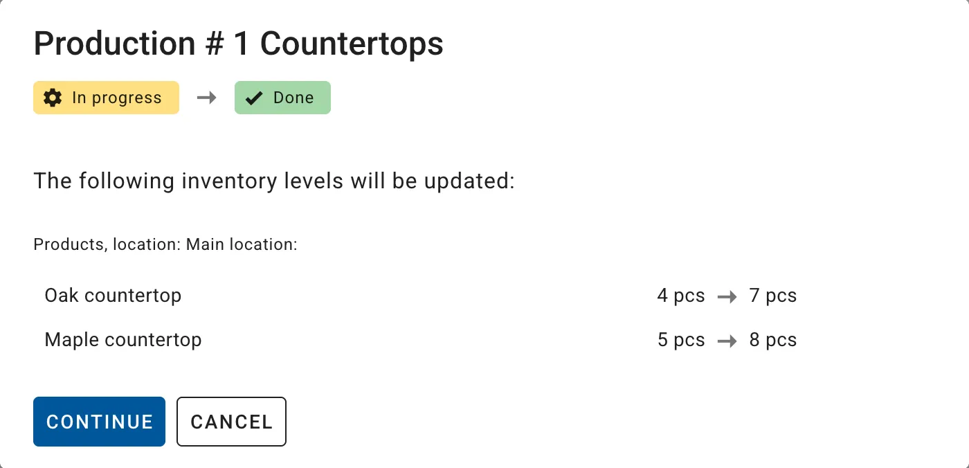 Streamlined Production Receipt Process