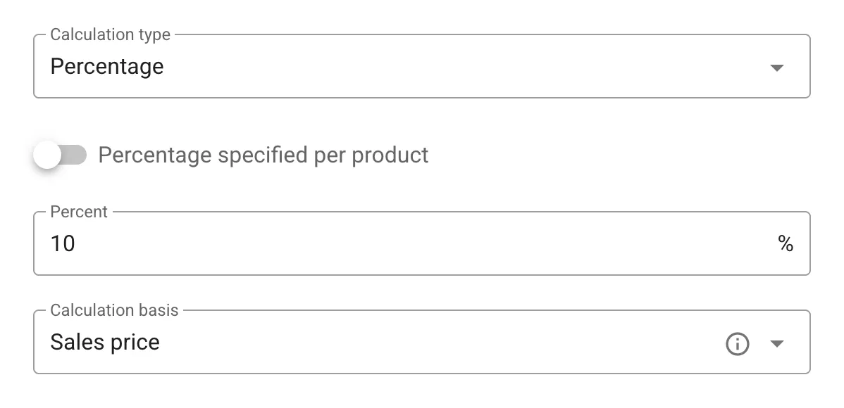 Percentage resource settings